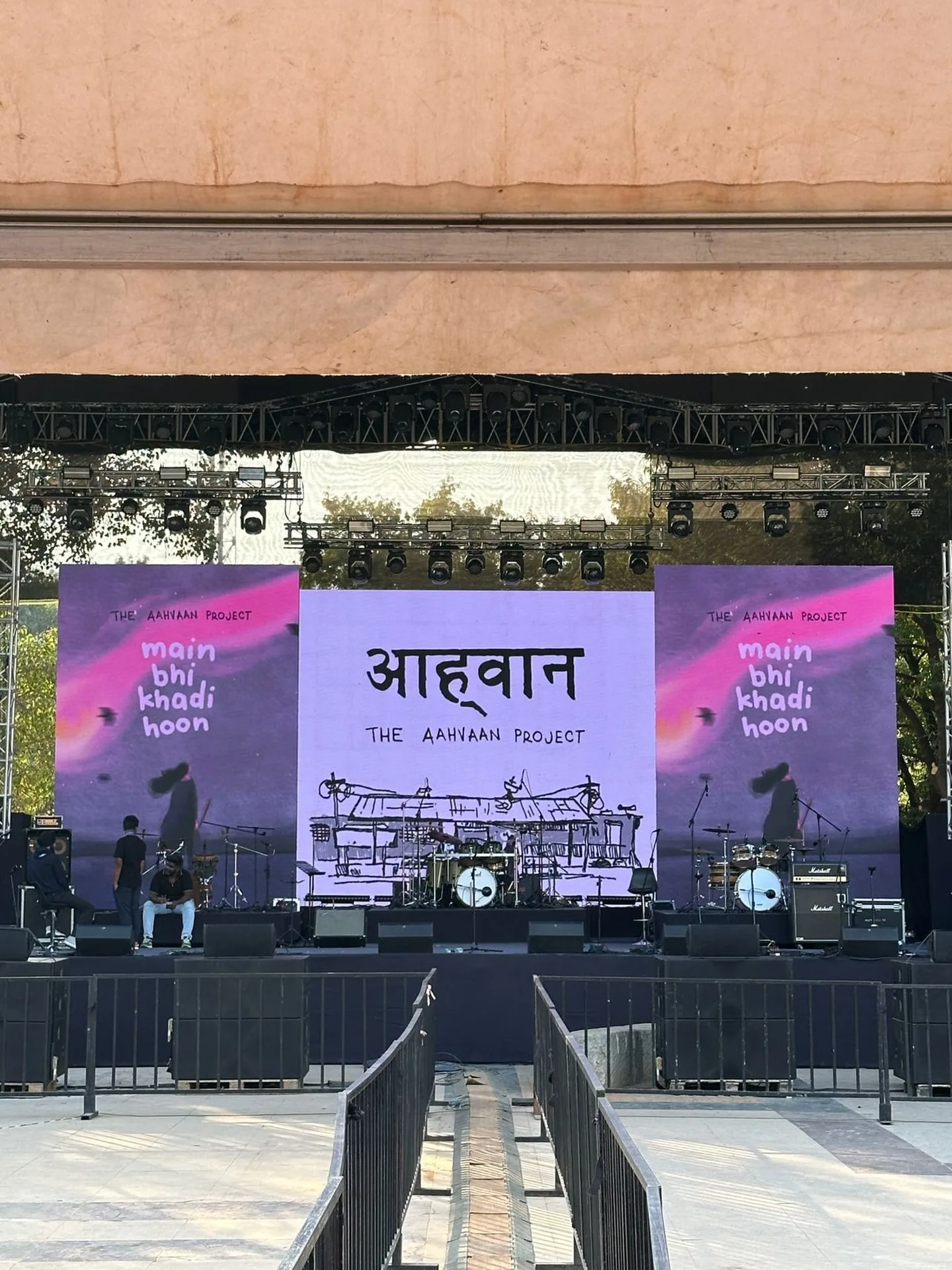 Festival stage dressed with Aahvaan artwork