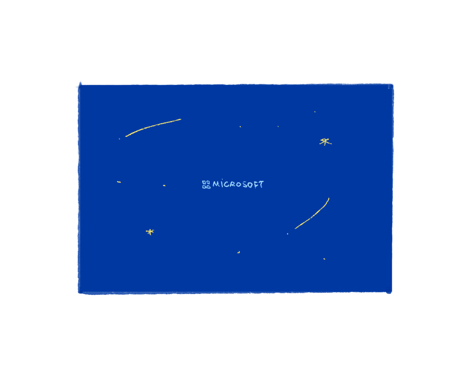 The Microsoft wordmark closing the film against a starry blue sky.